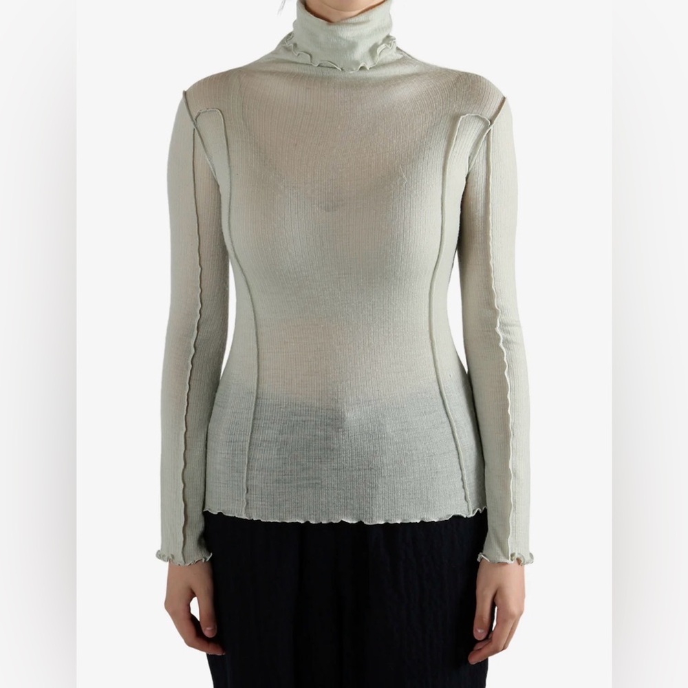 Baserange Omato Ribbed Turtleneck Sweater, Brun green